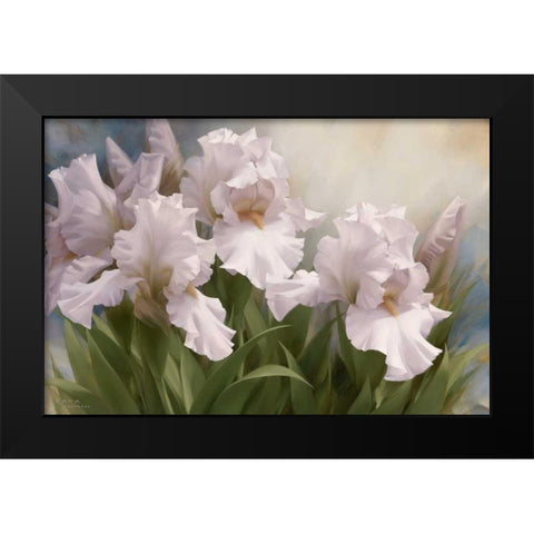 White Iris Elegance I Black Modern Wood Framed Art Print by Levashov, Igor
