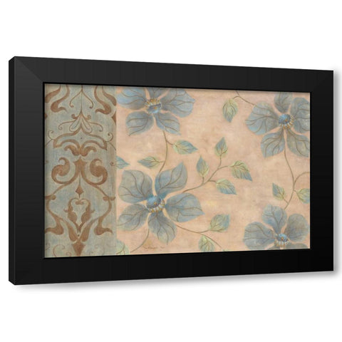 Blue Damask I Black Modern Wood Framed Art Print by Tava Studios