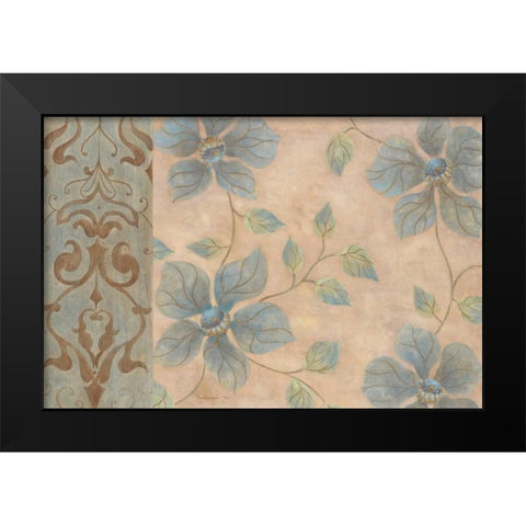 Blue Damask I Black Modern Wood Framed Art Print by Tava Studios