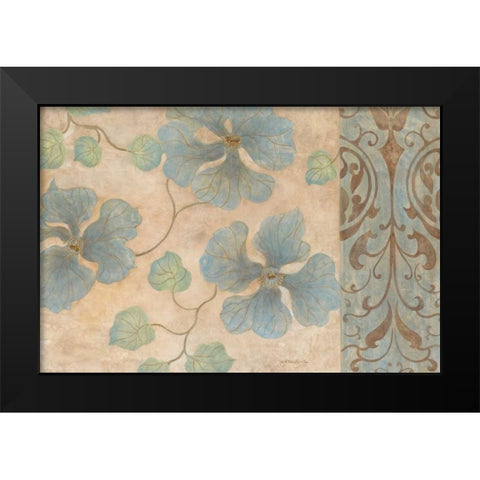 Blue Damask II Black Modern Wood Framed Art Print by Tava Studios