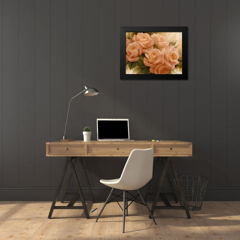 Peach Rose Splendor II Black Modern Wood Framed Art Print by Levashov, Igor