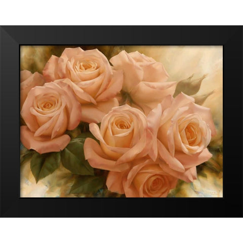 Peach Rose Splendor II Black Modern Wood Framed Art Print by Levashov, Igor