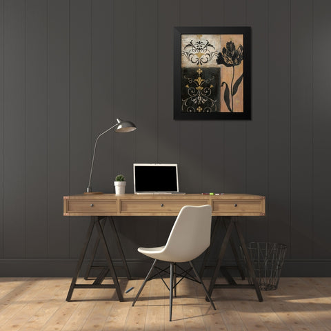 Tulip Silhouette Black Modern Wood Framed Art Print by Tava Studios