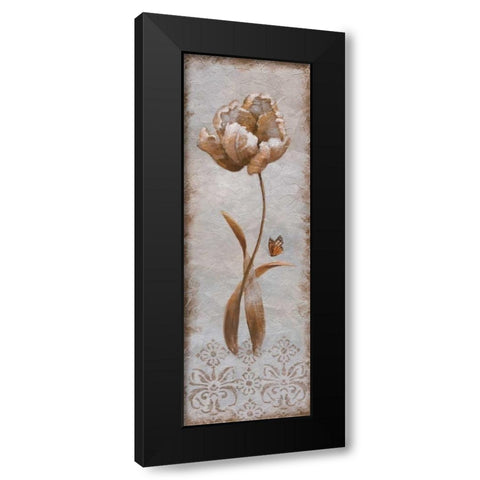 Tulip and Butterfly II Black Modern Wood Framed Art Print with Double Matting by Nan