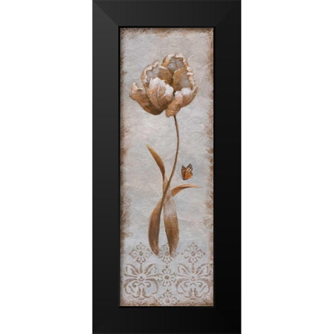 Tulip and Butterfly II Black Modern Wood Framed Art Print by Nan