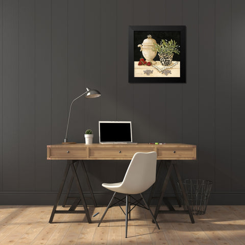 Strawberry Still Life Black Modern Wood Framed Art Print by Olson, Charlene
