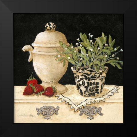 Strawberry Still Life Black Modern Wood Framed Art Print by Olson, Charlene
