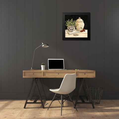 Cherry Still Life Black Modern Wood Framed Art Print by Olson, Charlene