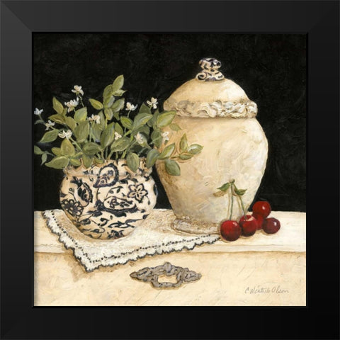 Cherry Still Life Black Modern Wood Framed Art Print by Olson, Charlene