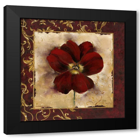 Pansy Black Modern Wood Framed Art Print by Henson, Richard