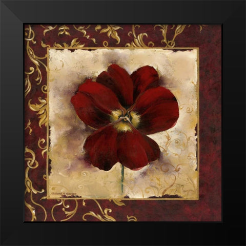 Pansy Black Modern Wood Framed Art Print by Henson, Richard