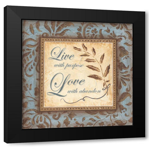 Live Love Black Modern Wood Framed Art Print by Tava Studios