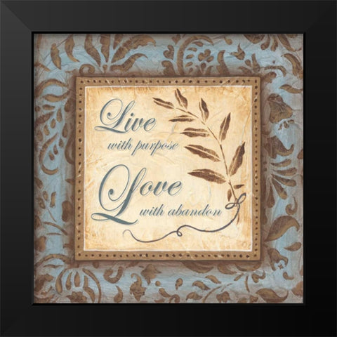 Live Love Black Modern Wood Framed Art Print by Tava Studios