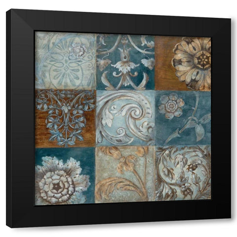 Indigo Montage Black Modern Wood Framed Art Print by Tava Studios