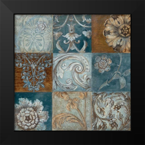 Indigo Montage Black Modern Wood Framed Art Print by Tava Studios