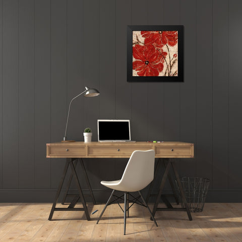 Red Passion I Black Modern Wood Framed Art Print by Donovan, Maria