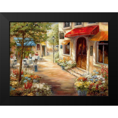 Cafe Afternoon Black Modern Wood Framed Art Print by Nan