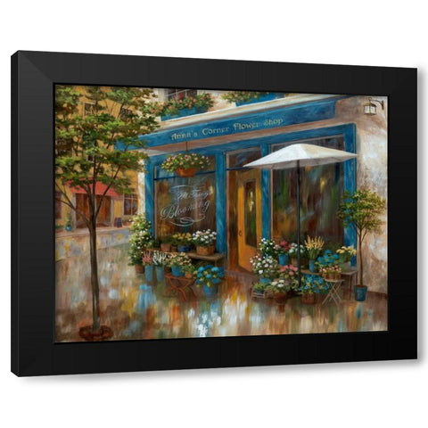 Annas Corner Flower Shop Black Modern Wood Framed Art Print with Double Matting by Nan