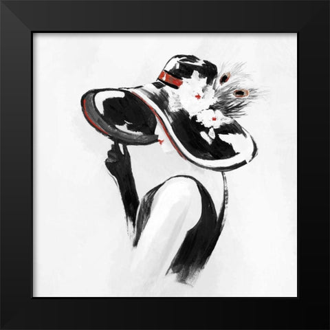 Red on Black III Black Modern Wood Framed Art Print by Nan