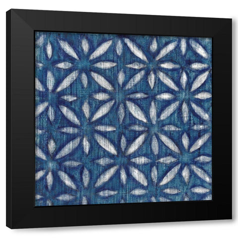 Shibori Blue II Black Modern Wood Framed Art Print by Tava Studios