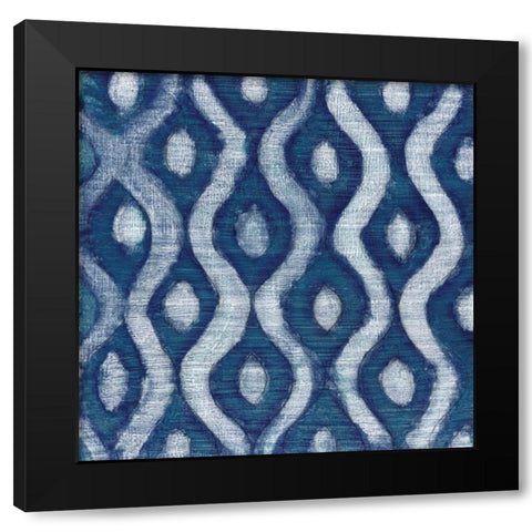 Shibori Blue IV Black Modern Wood Framed Art Print by Tava Studios
