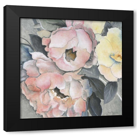 Dusty Rose Black Modern Wood Framed Art Print by Tava Studios