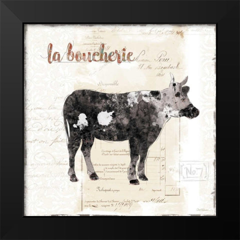 Golden Cuisine Cow Black Modern Wood Framed Art Print by Robinson, Carol