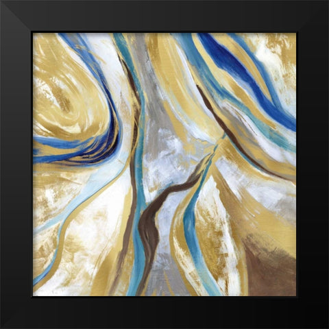 Agate and Gold II Black Modern Wood Framed Art Print by Nan