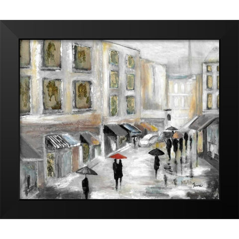 Sunday Market Black Modern Wood Framed Art Print by Tava Studios