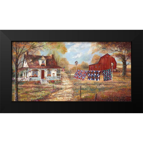 Afternoon Quilting Black Modern Wood Framed Art Print by Manning, Ruane