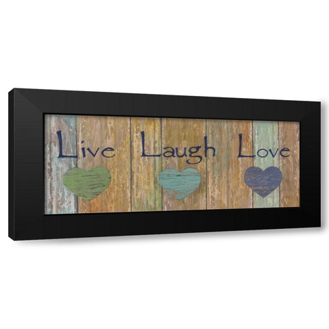 Live, Laugh, Love Black Modern Wood Framed Art Print by Tava Studios