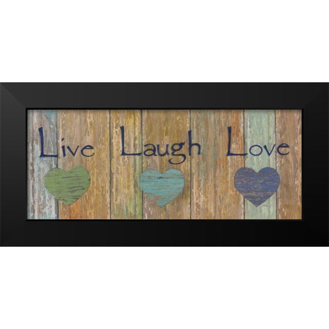 Live, Laugh, Love Black Modern Wood Framed Art Print by Tava Studios