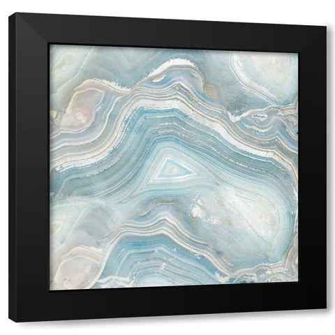 Agate in Blue I Black Modern Wood Framed Art Print with Double Matting by Nan