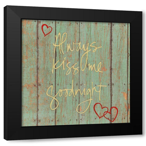 Kiss Me Goodnight Black Modern Wood Framed Art Print by Tava Studios