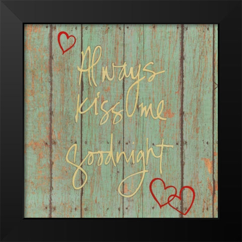 Kiss Me Goodnight Black Modern Wood Framed Art Print by Tava Studios