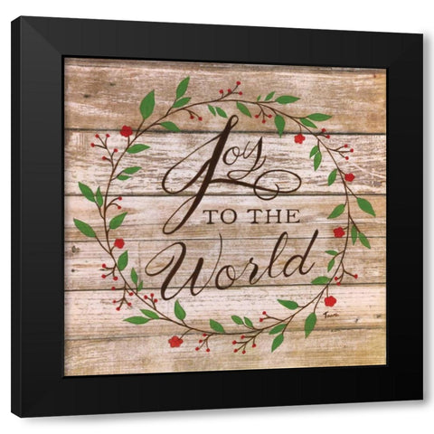 Joy To The World Black Modern Wood Framed Art Print with Double Matting by Tava Studios