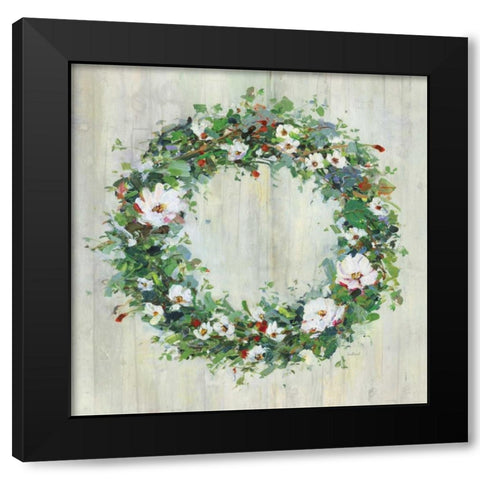 Woodgrain Wreath Black Modern Wood Framed Art Print with Double Matting by Swatland, Sally