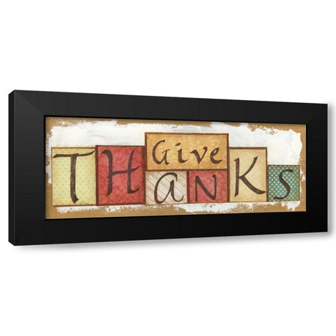Give Thanks Black Modern Wood Framed Art Print by Tava Studios