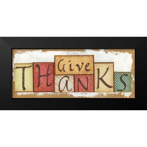 Give Thanks Black Modern Wood Framed Art Print by Tava Studios
