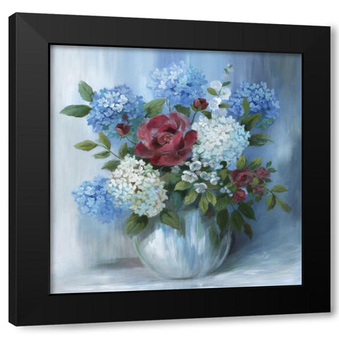 Hydrangea Arrangement Black Modern Wood Framed Art Print by Nan