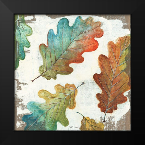 Fall Leaves II Black Modern Wood Framed Art Print by Tava Studios