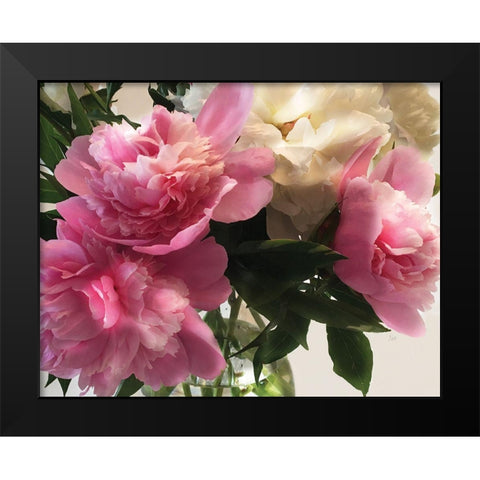 Fresh Cut Peonies Black Modern Wood Framed Art Print by Nan