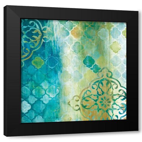 Teal Impression II Black Modern Wood Framed Art Print with Double Matting by Tava Studios