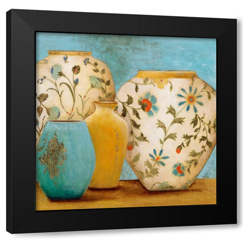 Capri Piazza Black Modern Wood Framed Art Print with Double Matting by Tava Studios