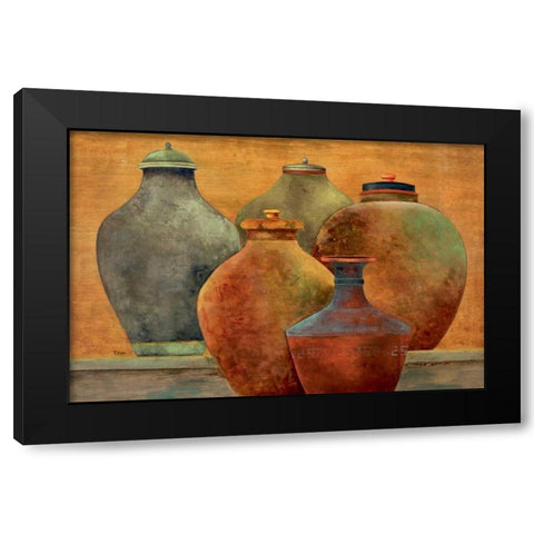Portofino Veranda Black Modern Wood Framed Art Print with Double Matting by Tava Studios