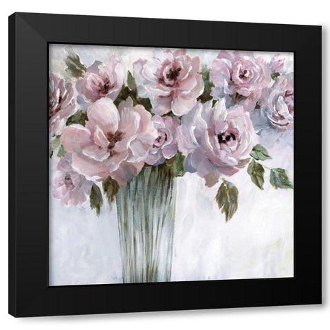 Bouquet Blush Black Modern Wood Framed Art Print by Nan