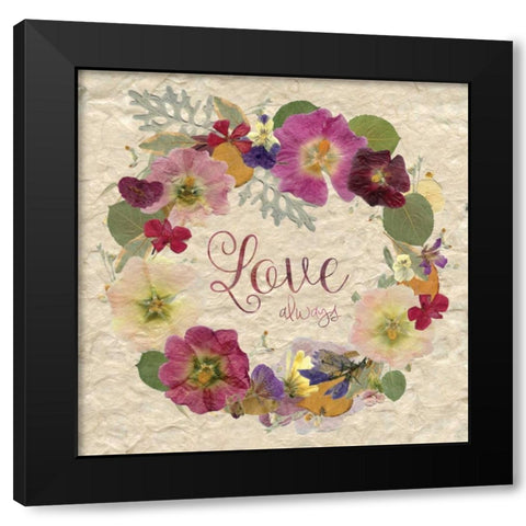 Pressed Wreath Black Modern Wood Framed Art Print with Double Matting by Robinson, Carol