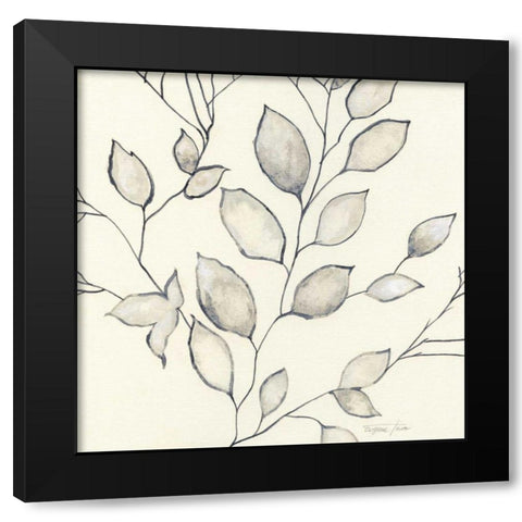 Whispering Leaves II Black Modern Wood Framed Art Print by Tava Studios