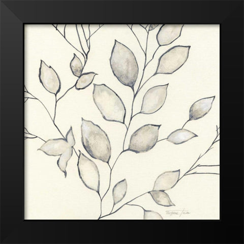 Whispering Leaves II Black Modern Wood Framed Art Print by Tava Studios