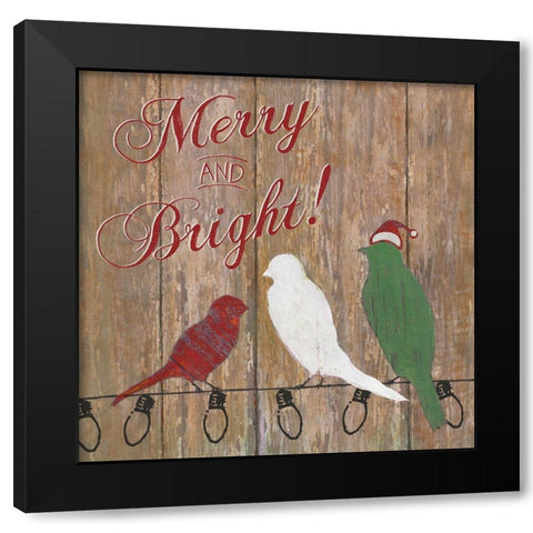 Merry and Bright Black Modern Wood Framed Art Print with Double Matting by Tava Studios